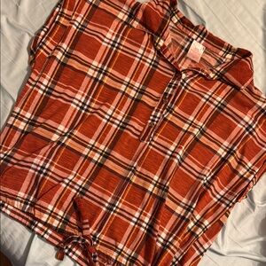 No Boundaries Plaid Blouse - Red and White